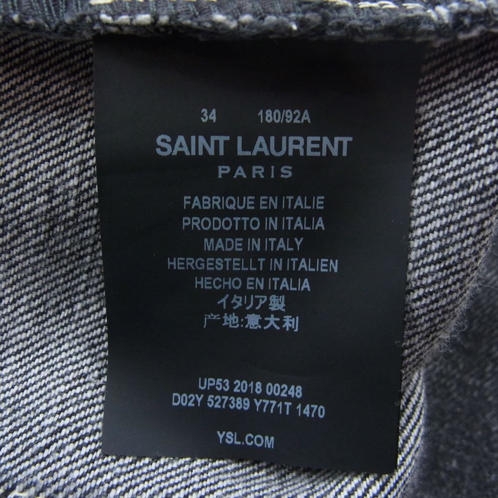 SAINT LAURENT サンローラン D02Y 527389 Y771T 1470 D02 M/SK-LW ユーズド加工 ブラック デニム ブラック系 34【中古】