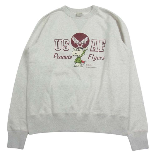 Buzz Rickson's バズリクソンズ BR69272 × PEANUTS FLYERS ピーナッツ SNOOPY スヌーピー セットイン クルー スウェット   グレー系 L【極上美品】【中古】