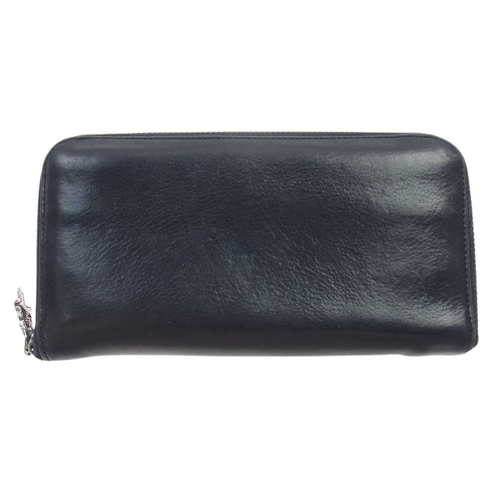 CHROME HEARTS クロムハーツ（原本有） REC F ZIP 3PTCH 3セメタリークロスパッチ ラウンドジップ レザー ウォレット ブラック系【中古】