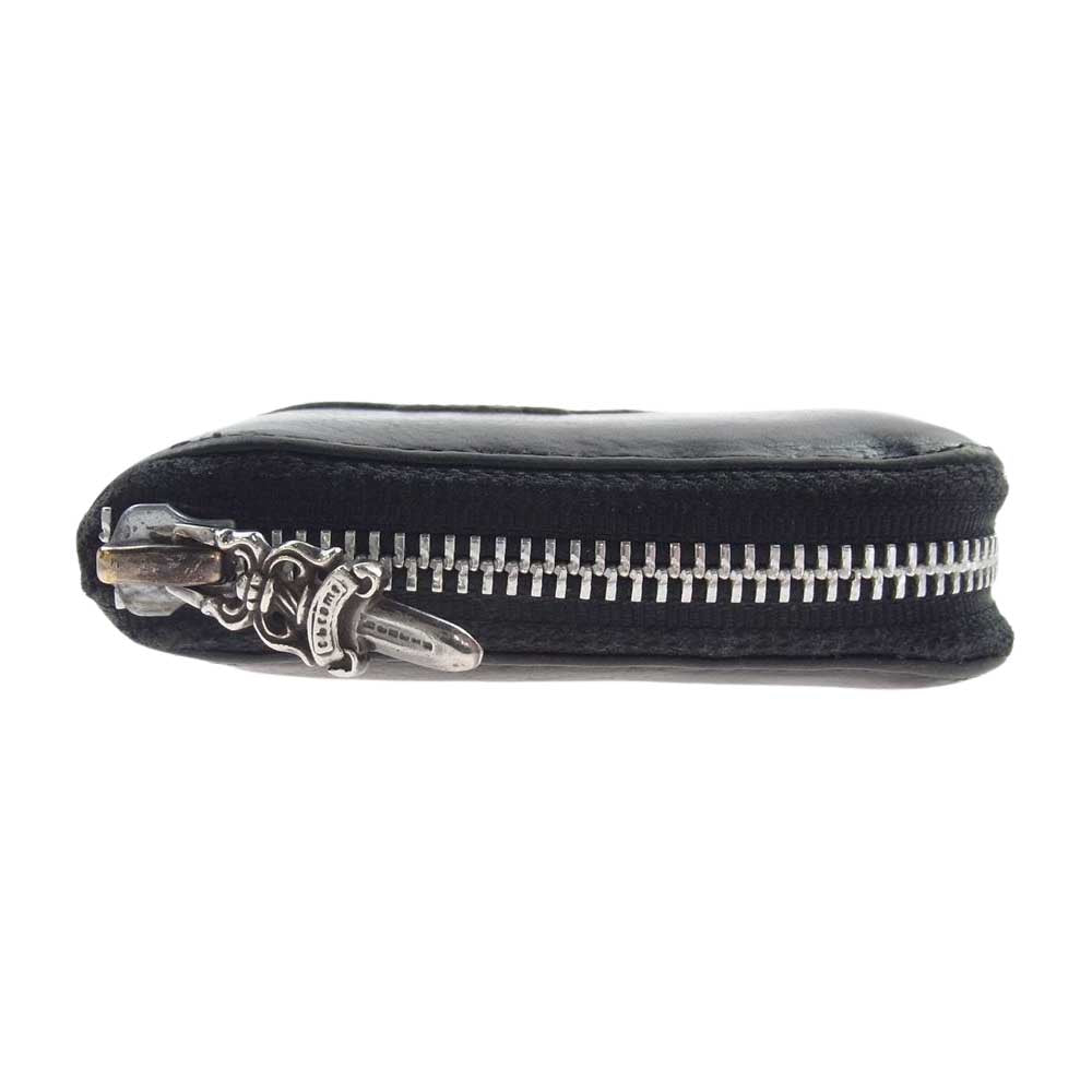 CHROME HEARTS クロムハーツ（原本有） REC F ZIP 3PTCH 3セメタリークロスパッチ ラウンドジップ レザー ウォレット ブラック系【中古】