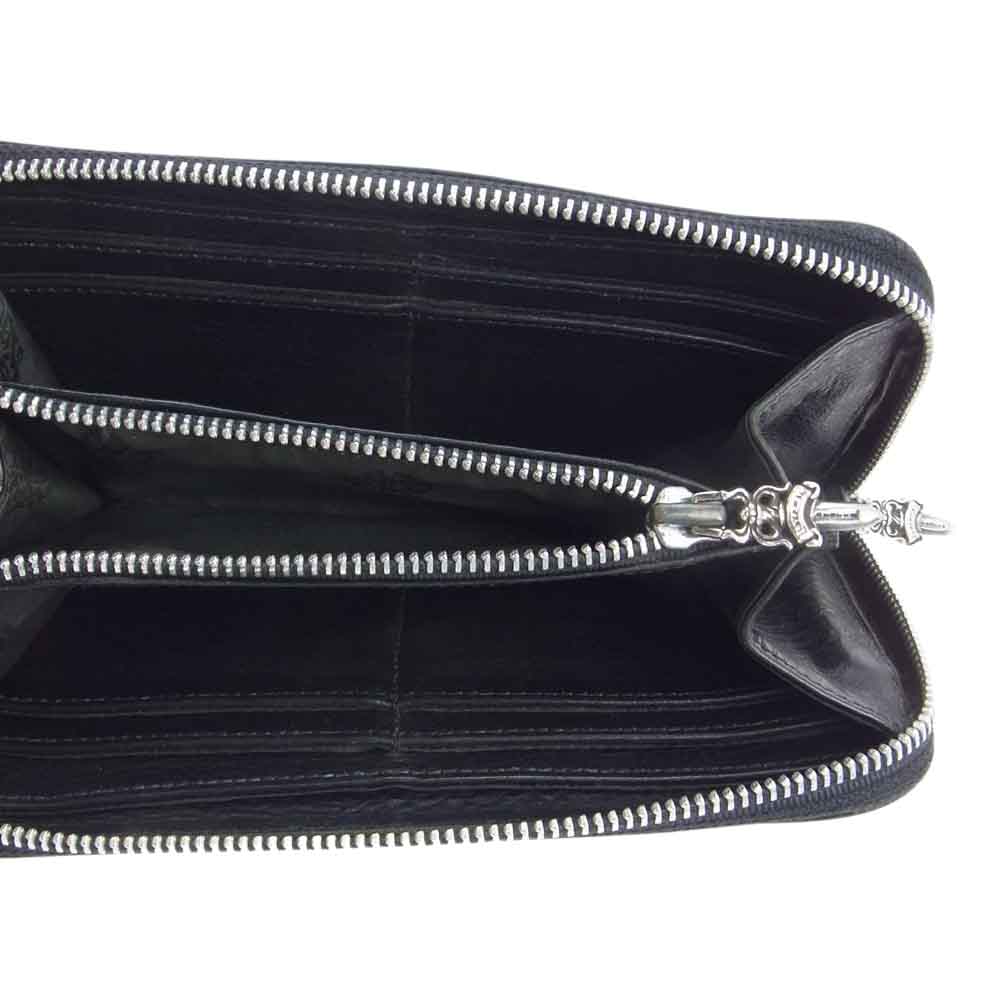 CHROME HEARTS クロムハーツ（原本有） REC F ZIP 3PTCH 3セメタリークロスパッチ ラウンドジップ レザー ウォレット ブラック系【中古】