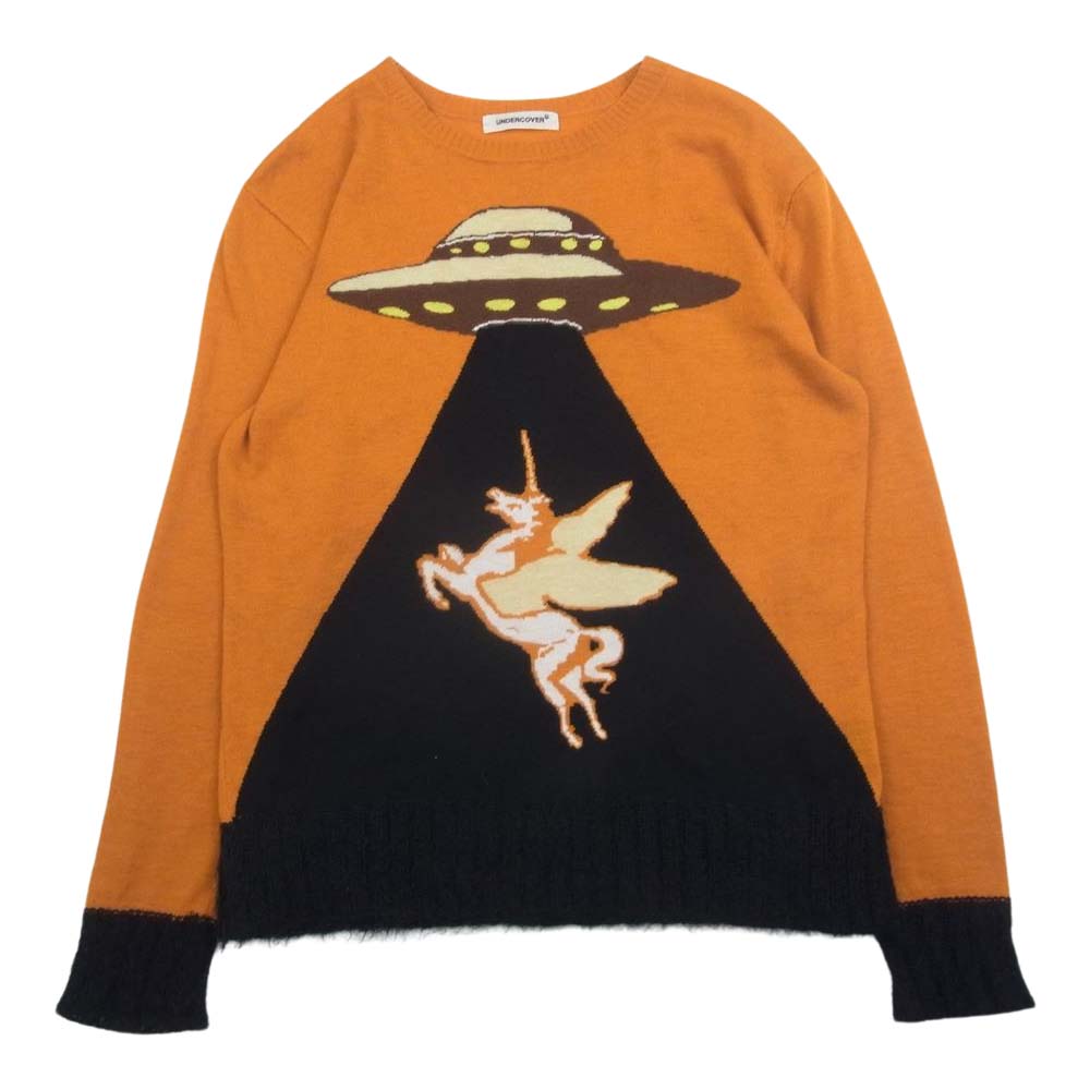 UNDERCOVER アンダーカバー UP2C1901 UFO ユニコーン柄 アクリル ウール混 ニット プルオーバー  オレンジ系 2【中古】