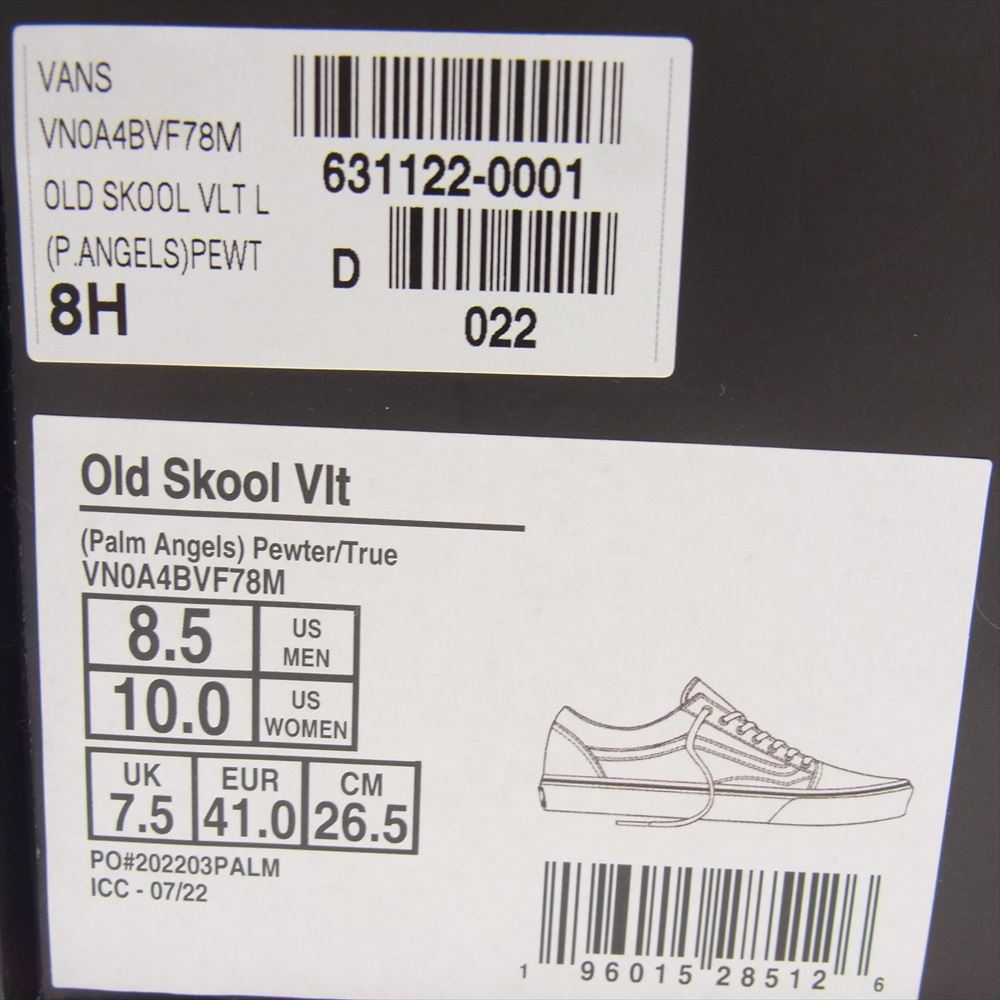 VANS バンズ VN0A4BVF78M × Palm Angels パームエンジェルス Old Skool LX Pewter & Chipmunk オールドスクール ピューター& チップムンク スニーカー オフホワイト系 グレー系 26.5cm【中古】