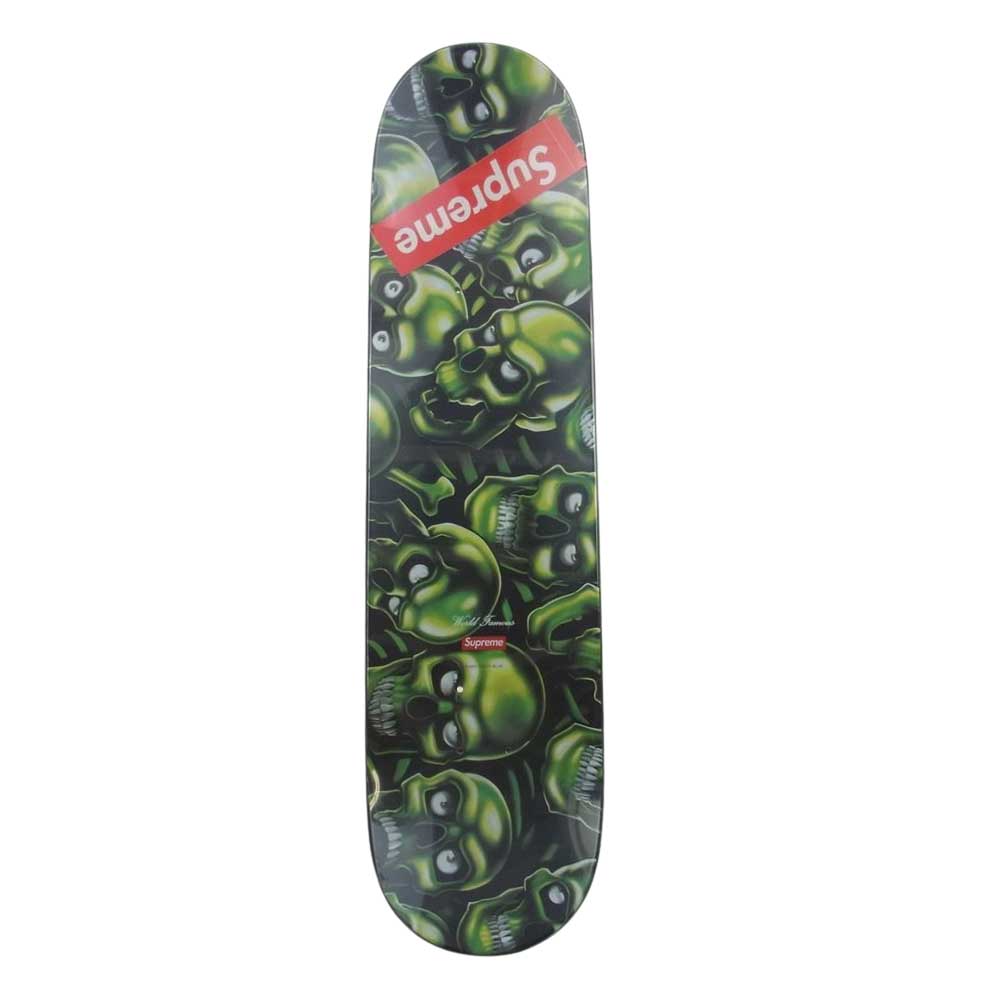 Supreme シュプリーム 18SS Skull Pile Skateboard Deck スカル パイル 総柄 スケートボード デッキ ライトグリーン系【美品】【中古】