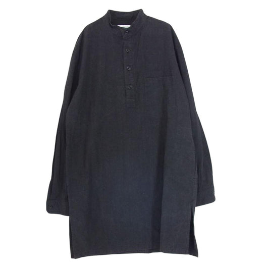 ルメール 1577-299-6414 国内正規品 シルク混  スタンドカラー グランパシャツ プルオーバー 長袖 ロングシャツ グレー系 S【中古】