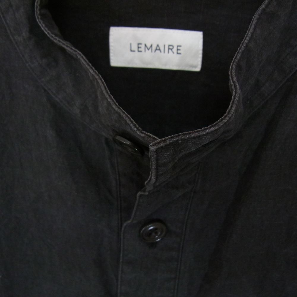 ルメール 1577-299-6414 国内正規品 シルク混  スタンドカラー グランパシャツ プルオーバー 長袖 ロングシャツ グレー系 S【中古】