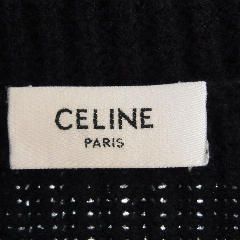 CELINE セリーヌ 22SS 2A53W489Q ARTIST BAJA JACQUARD RIBBED WOOL HOODIE エディスリマン  バハ ジャカード リブ ウール オーバーサイズ ニット パーカー ブラック系 XS【中古】