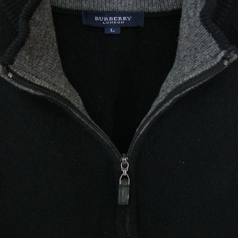 BURBERRY LONDON バーバリー ロンドン BBT32-709-09 刺繍 ロゴ ハーフジップ ウール 長袖 ニット  ブラック系 L【中古】