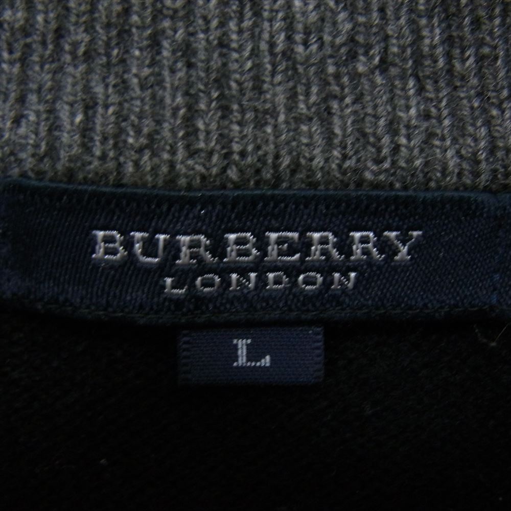 BURBERRY LONDON バーバリー ロンドン BBT32-709-09 刺繍 ロゴ ハーフジップ ウール 長袖 ニット  ブラック系 L【中古】