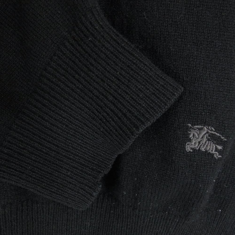 BURBERRY LONDON バーバリー ロンドン BBT32-709-09 刺繍 ロゴ ハーフジップ ウール 長袖 ニット  ブラック系 L【中古】