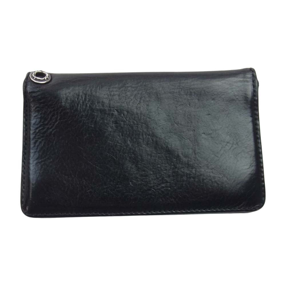 CHROME HEARTS クロムハーツ（原本無） BEYOND COOL購入証明書付属 1ZIP 1ジップ フローラルボタン レザー ウォレット 財布 ブラック系【中古】