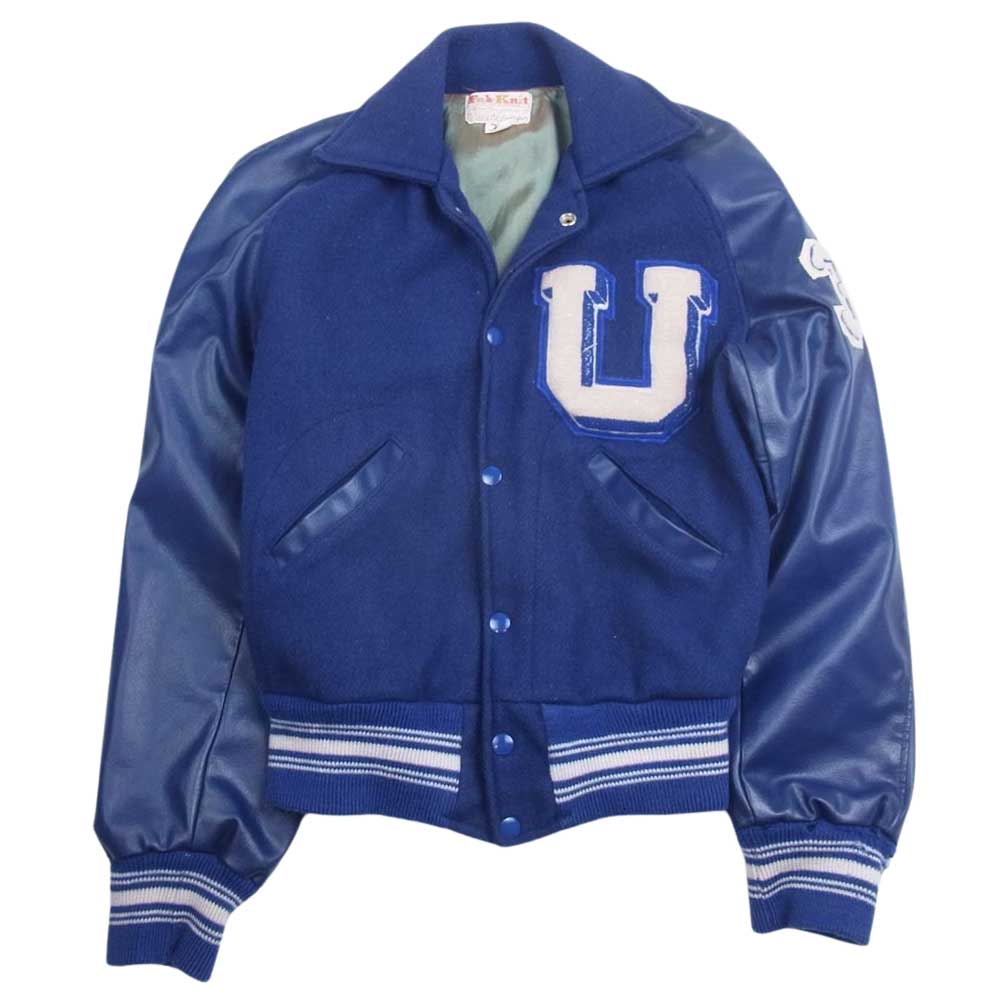 ファブニット 60s ヴィンテージ 袖レザー  U 3 スタジャン アワード ジャケット ブルー系 34【中古】