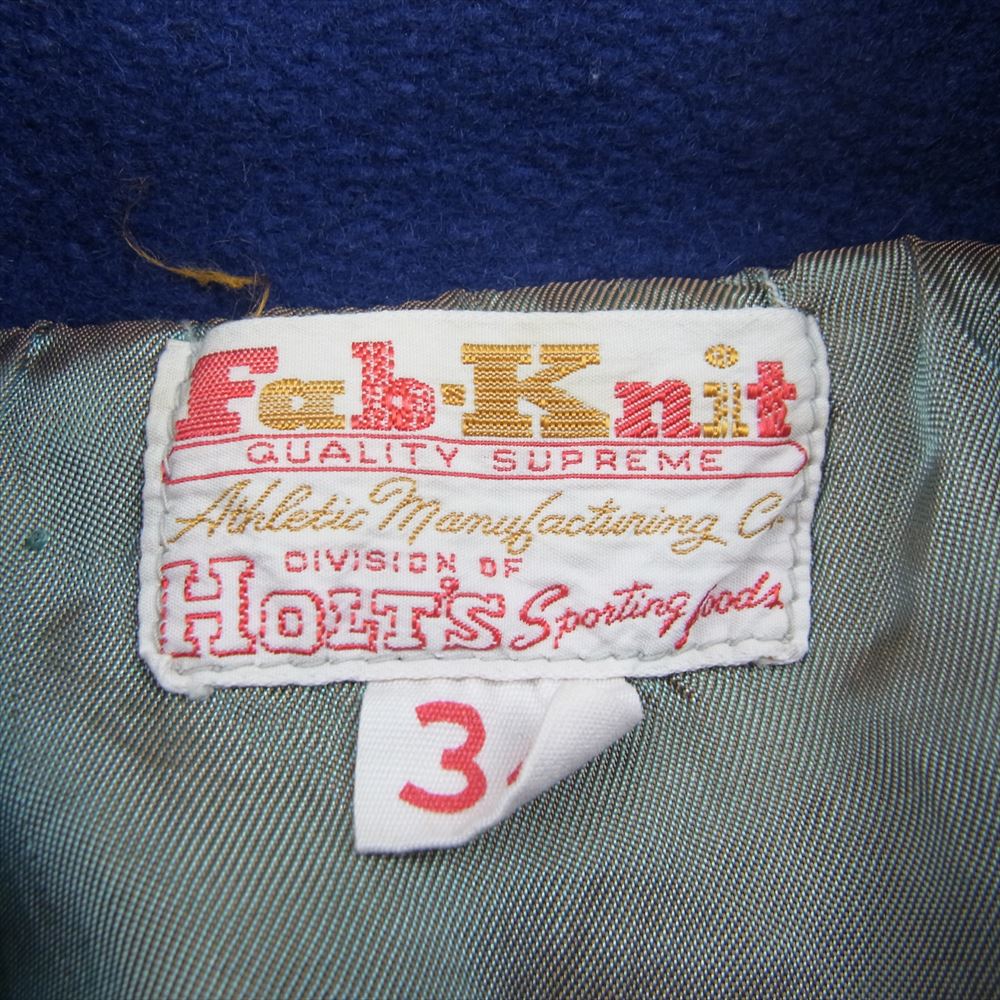 ファブニット 60s ヴィンテージ 袖レザー  U 3 スタジャン アワード ジャケット ブルー系 34【中古】