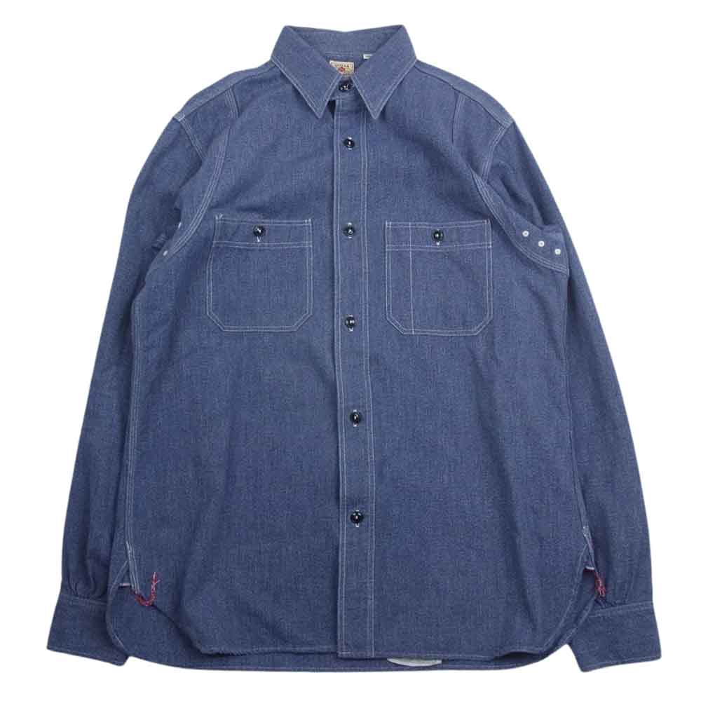 SUGAR CANE シュガーケーン SC23212 コットン モック ツイスト チンストラップ ワーク 長袖 シャツ インディゴブルー系 L【中古】