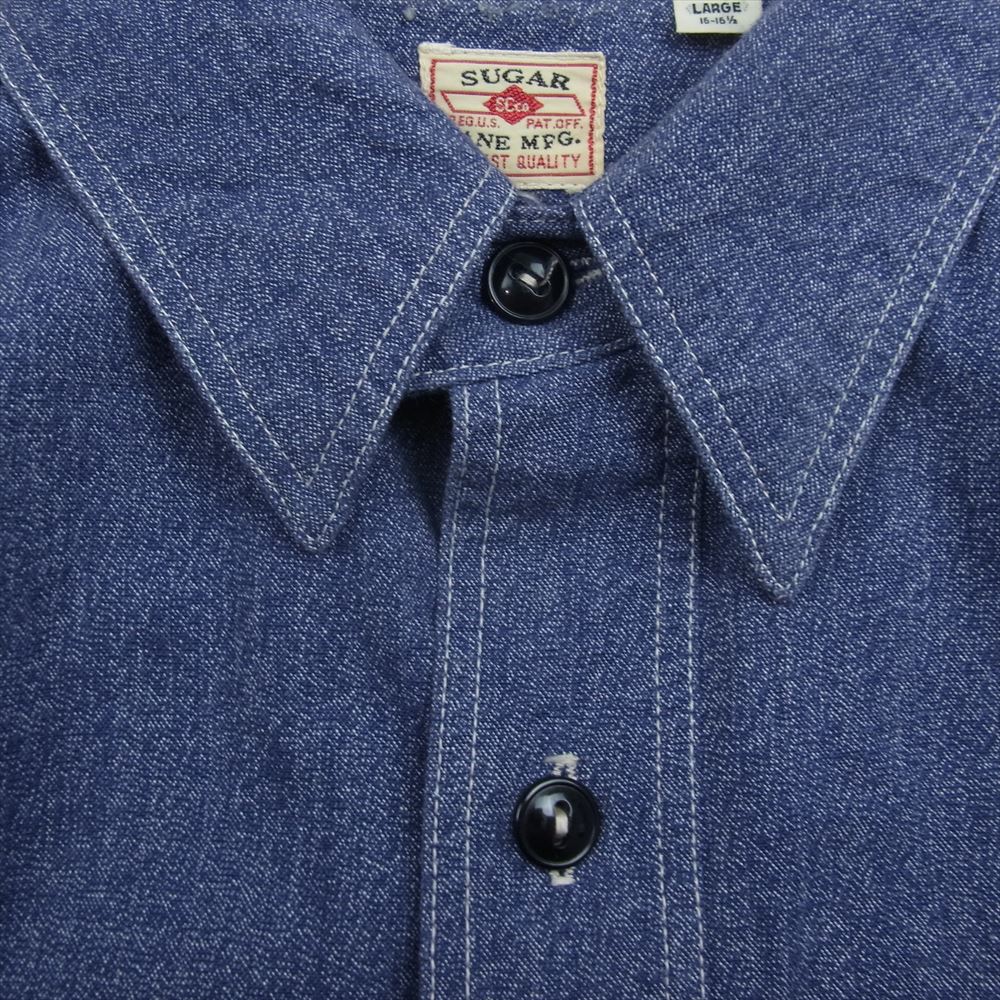 SUGAR CANE シュガーケーン SC23212 コットン モック ツイスト チンストラップ ワーク 長袖 シャツ インディゴブルー系 L【中古】