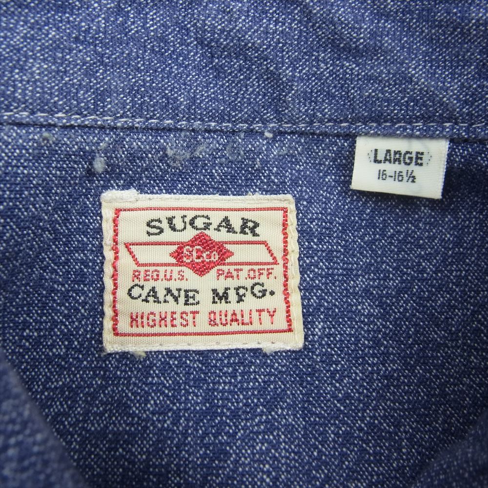 SUGAR CANE シュガーケーン SC23212 コットン モック ツイスト チンストラップ ワーク 長袖 シャツ インディゴブルー系 L【中古】