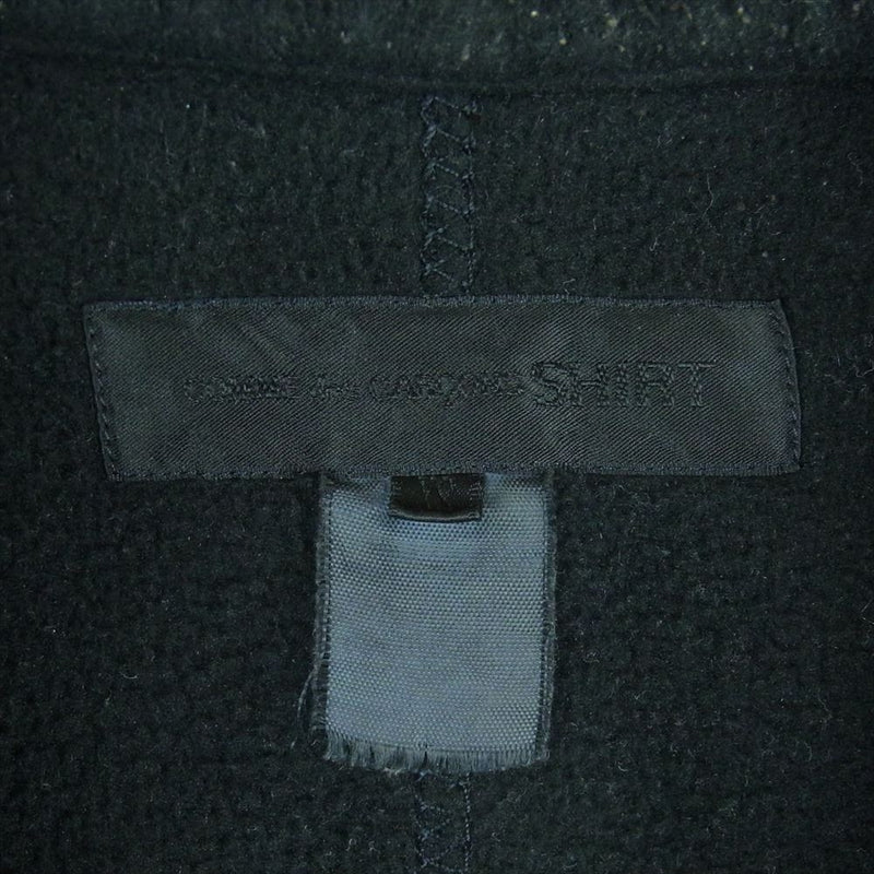 COMME des GARCONS コムデギャルソン W19114 SHIRT シャツ フランス製 ポリエステル フリース ポケット コーデュロイ 切替 2B テーラード ジャケット ブラック系 XS【中古】