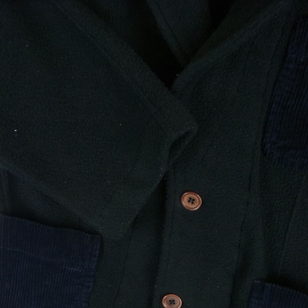 COMME des GARCONS コムデギャルソン W19114 SHIRT シャツ フランス製 ポリエステル フリース ポケット コーデュロイ 切替 2B テーラード ジャケット ブラック系 XS【中古】