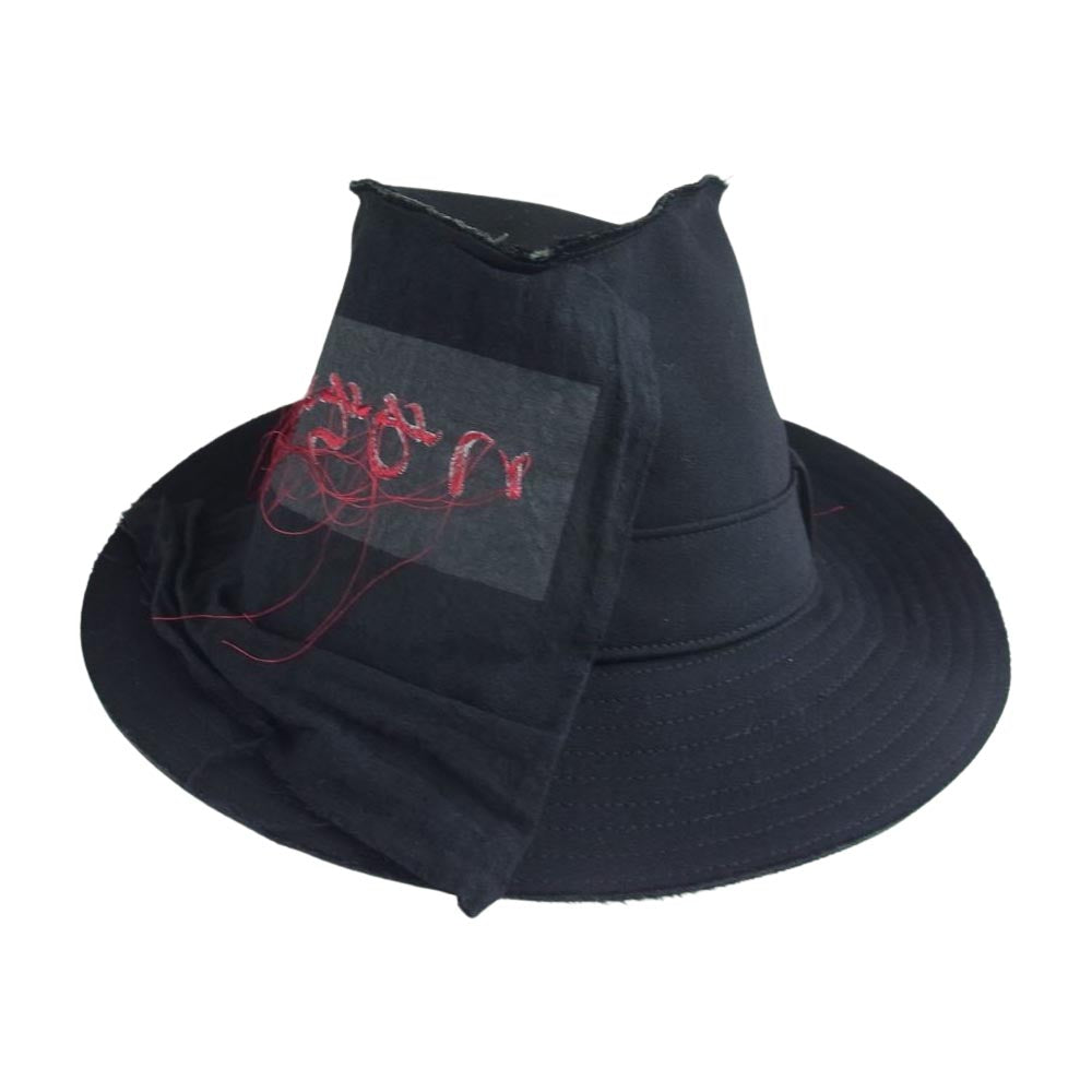 Yohji Yamamoto POUR HOMME ヨウジヤマモトプールオム 21SS look16 HD-H11-161 こわれもの ワッペン ホースシュー ハット ブラック系 4【美品】【中古】