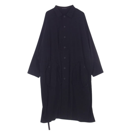 Yohji Yamamoto POUR HOMME ヨウジヤマモトプールオム 22ss look11 HG-C06-500 後ろギャザー オーバーサイズ ステンカラーコート ブラック系 1【中古】