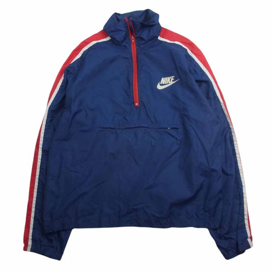 NIKE ナイキ ヴィンテージ 紺タグ 80s ナイロン ハーフジップ アノラック プルオーバ― ジャケット ネイビー系 M【中古】