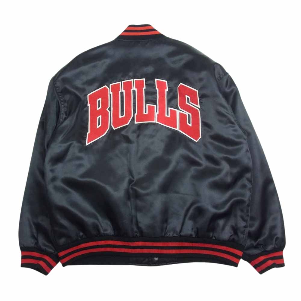 ヴィンテージ 90s NBA Chicago Bulls シカゴ ブルズ ナイロン ブルゾン サテン ジャケット ブラック系 M【中古】