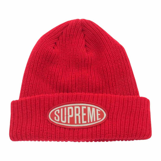 Supreme シュプリーム 18AW Oval Patch Beanie オーバル パッチ ビーニー ロゴ ニット キャップ 帽子 レッド系【中古】