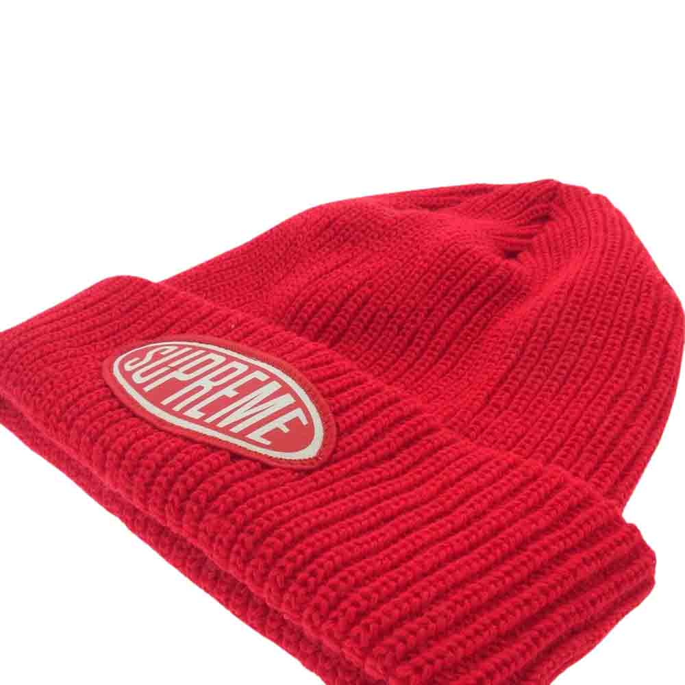 Supreme シュプリーム 18AW Oval Patch Beanie オーバル パッチ ビーニー ロゴ ニット キャップ 帽子 レッド系【中古】