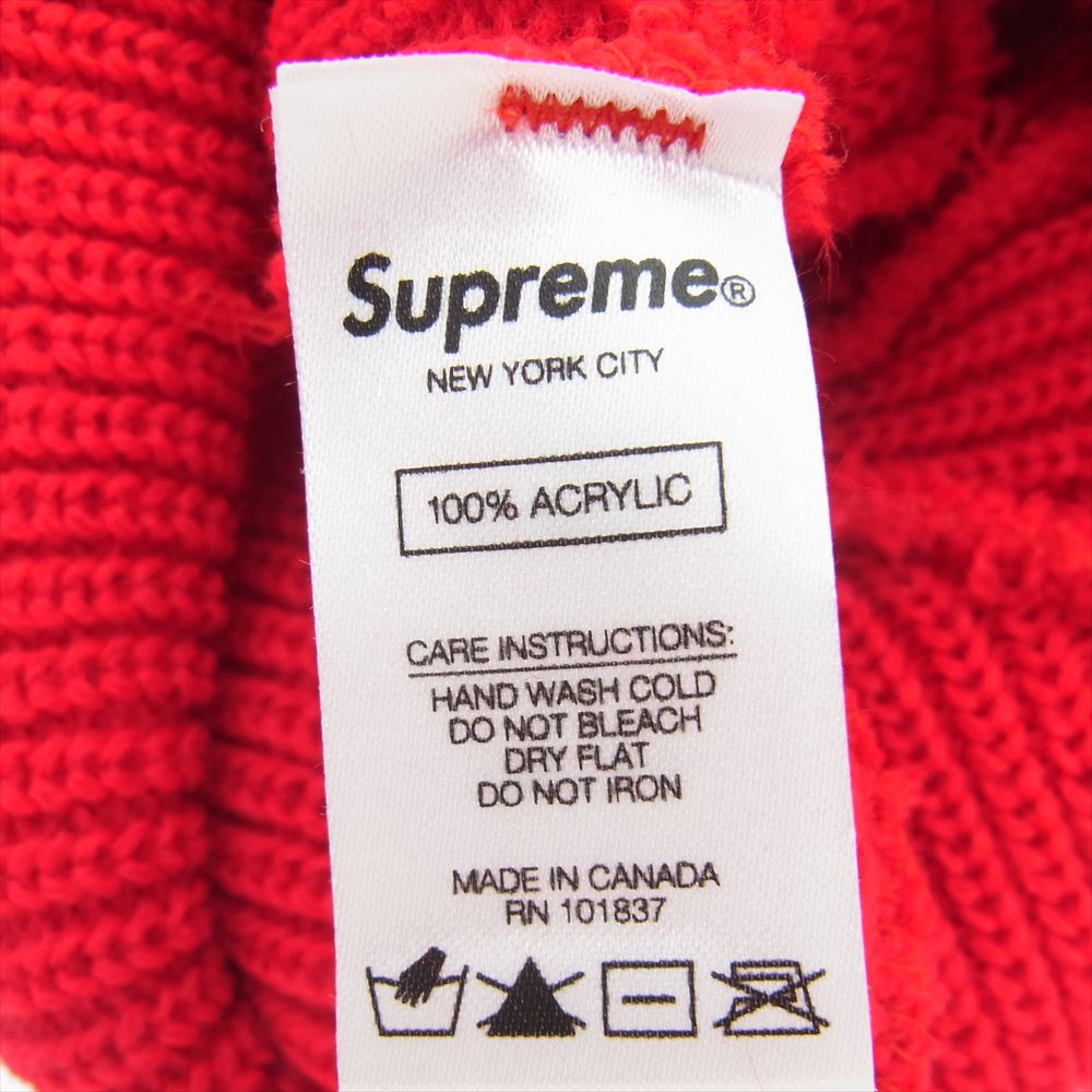 Supreme シュプリーム 18AW Oval Patch Beanie オーバル パッチ ビーニー ロゴ ニット キャップ 帽子 レッド系【中古】