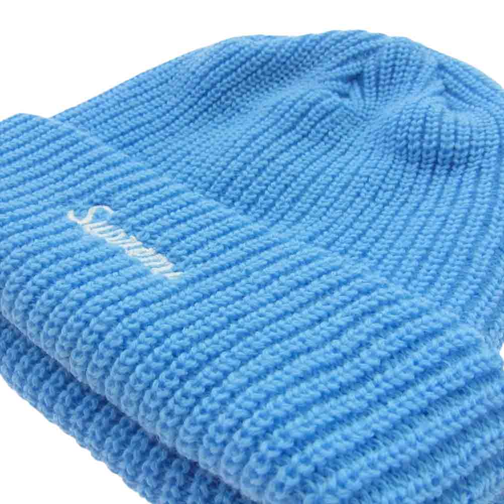 Supreme シュプリーム 21AW Loose Gauge Beanie ルーズ ゲージ ビーニー ロゴ刺繍 ニット キャップ 帽子 ライトブルー系【中古】