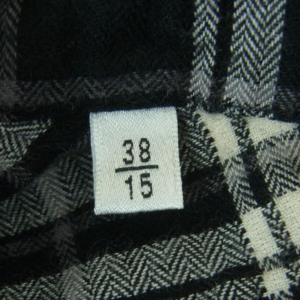 SAINT LAURENT サンローラン 411620 Y018P Raw Hem Flannel Shirt ローヘム フランネル チェック シワ加工 カットオフ シャツ 長袖 ブラック系 グレー系 ホワイト系 38 15【中古】