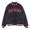 Supreme シュプリーム 21SS × Mitchell & Ness ミッチェル＆ネス Satin Varsity Jacket サテン バーシティ ジャケット ロゴ スタジャン ブラック系 M【中古】