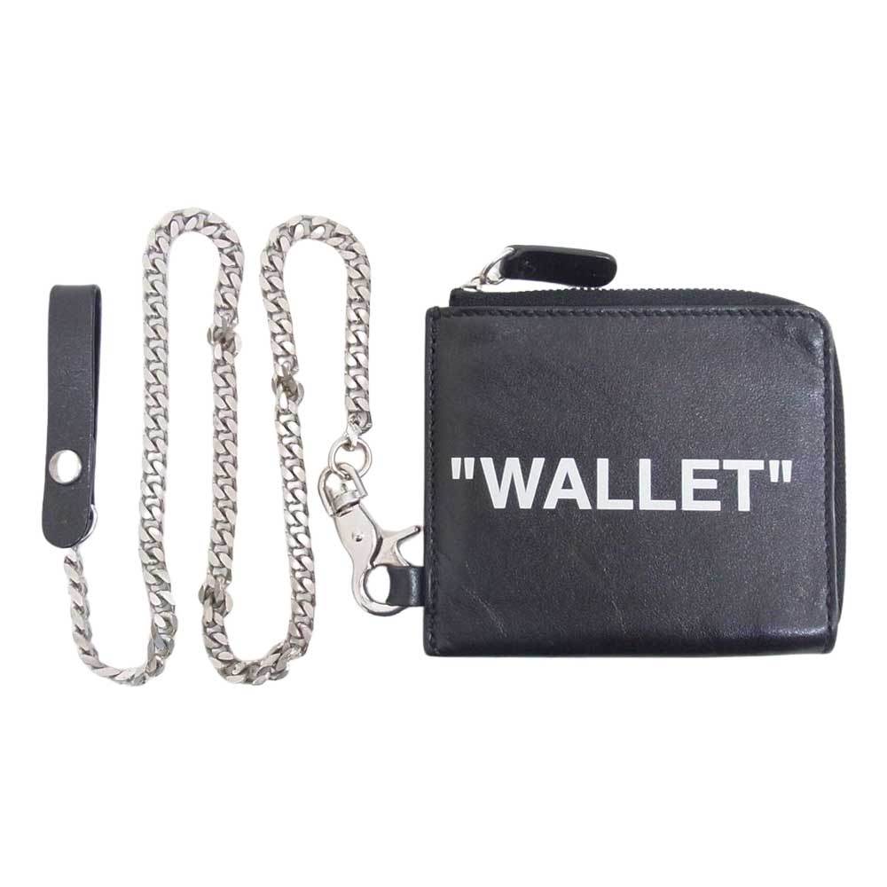 OFF-WHITE オフホワイト OMNC013E19853058 VIRGIL ABLOH ヴァージルアブロー ウォレットチェーン付き コインケース カードケース ミニ財布 ブラック系【中古】