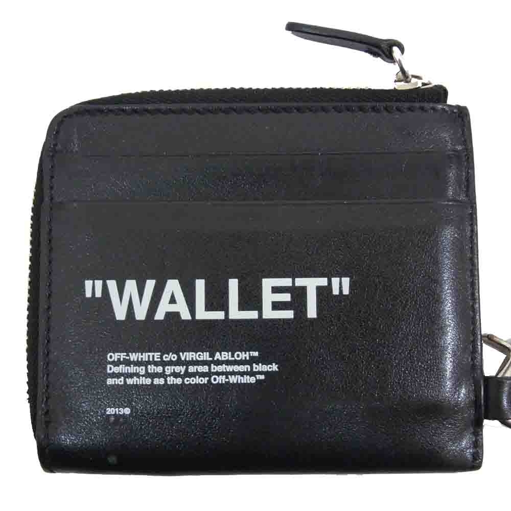 OFF-WHITE オフホワイト OMNC013E19853058 VIRGIL ABLOH ヴァージルアブロー ウォレットチェーン付き コインケース カードケース ミニ財布 ブラック系【中古】