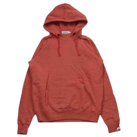 A BATHING APE アベイシングエイプ 後付け フード スウェット パーカー コットン 日本製 レッド系 M【中古】