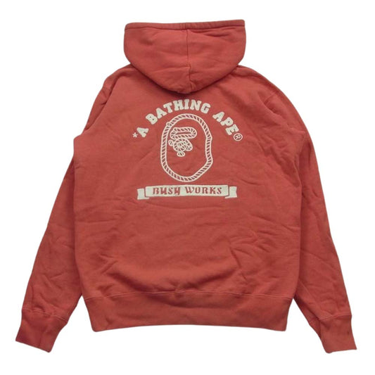 A BATHING APE アベイシングエイプ 後付け フード スウェット パーカー コットン 日本製 レッド系 M【中古】