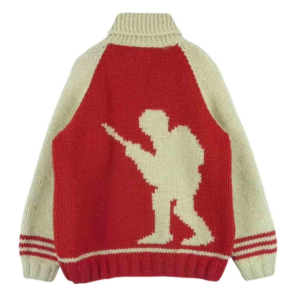 A BATHING APE アベイシングエイプ CANADIAN SWEATER カナディアン セーター POST O'ALLS ポストオーバーオールズ カウチン レッド系 ベージュ系 サイズ表記なし【中古】