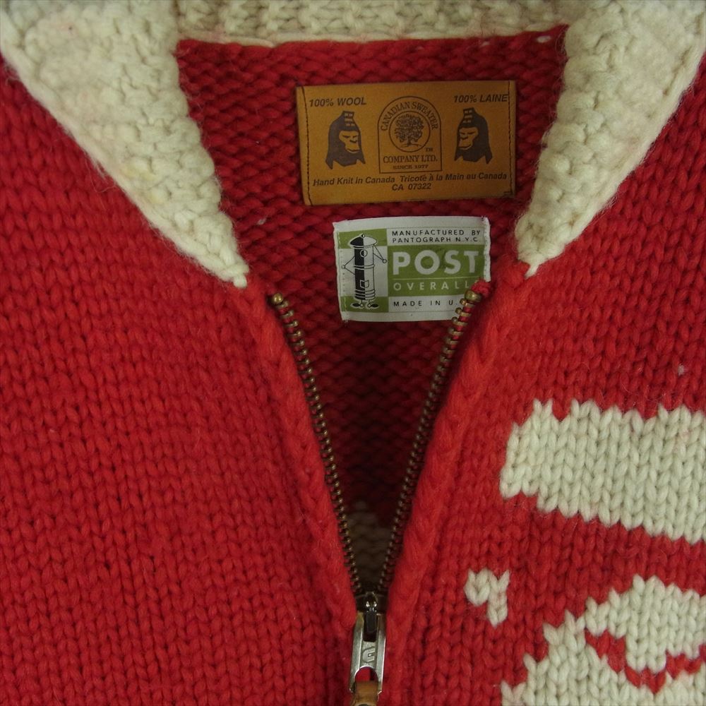 A BATHING APE アベイシングエイプ CANADIAN SWEATER カナディアン セーター POST O'ALLS ポストオーバーオールズ カウチン レッド系 ベージュ系 サイズ表記なし【中古】