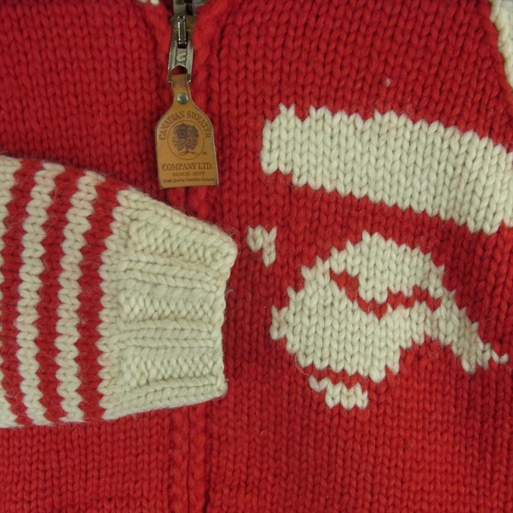 A BATHING APE アベイシングエイプ CANADIAN SWEATER カナディアン セーター POST O'ALLS ポストオーバーオールズ カウチン レッド系 ベージュ系 サイズ表記なし【中古】