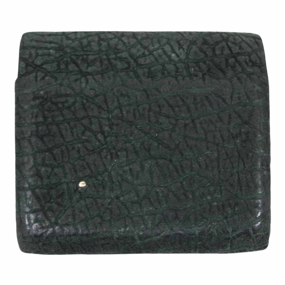 ティーエムビーエイチ takuya made byhand 葉合せ カバ革 ヒッポレザー グリーン 18KPGえくぼ付き 二つ折り財布 グリーン系【中古】