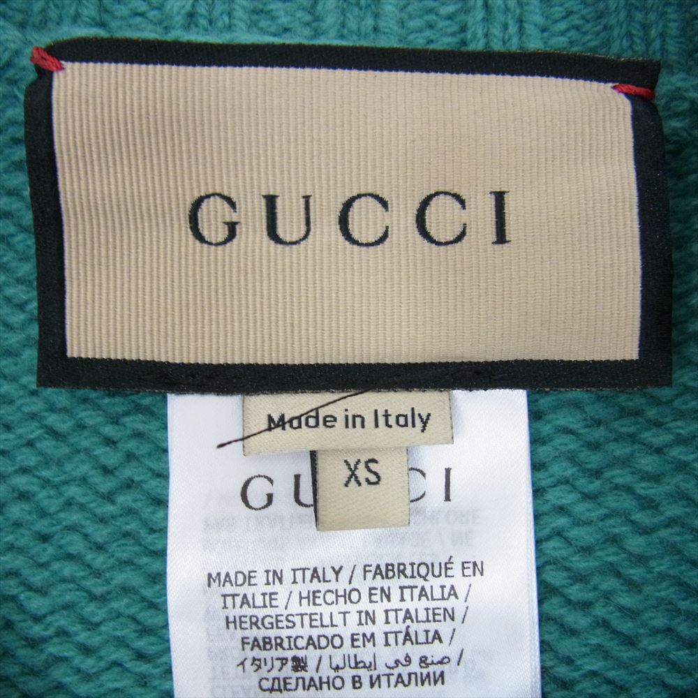 GUCCI グッチ 678448 フェザー ウール セーター ニット プルオーバー グリーン系 XS【中古】