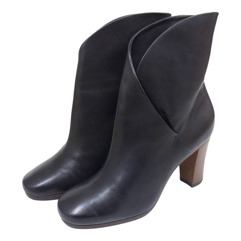 CELINE セリーヌ 319583NHBC Wrap Bootie 85 ナッパレザー ショート ヒール ブラック系 37【中古】