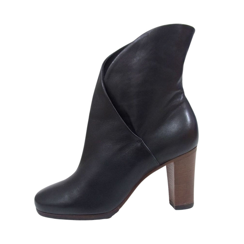 CELINE セリーヌ 319583NHBC Wrap Bootie 85 ナッパレザー ショート ヒール ブラック系 37【中古】