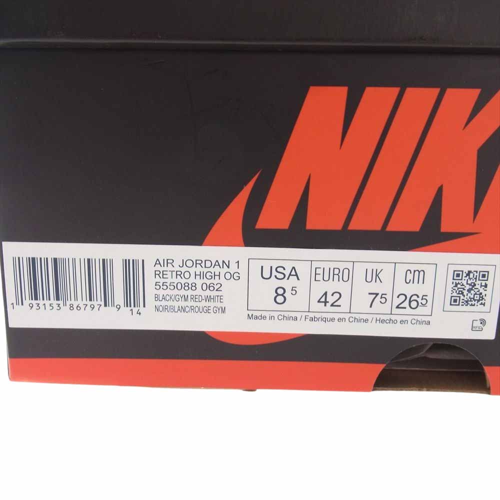 NIKE ナイキ 555088-062 1 Retro High OG Blood Line レトロ ハイ OG ブラッドライン ハイカットスニーカー ブラック系 ホワイト系 レッド系 26.5cm【中古】