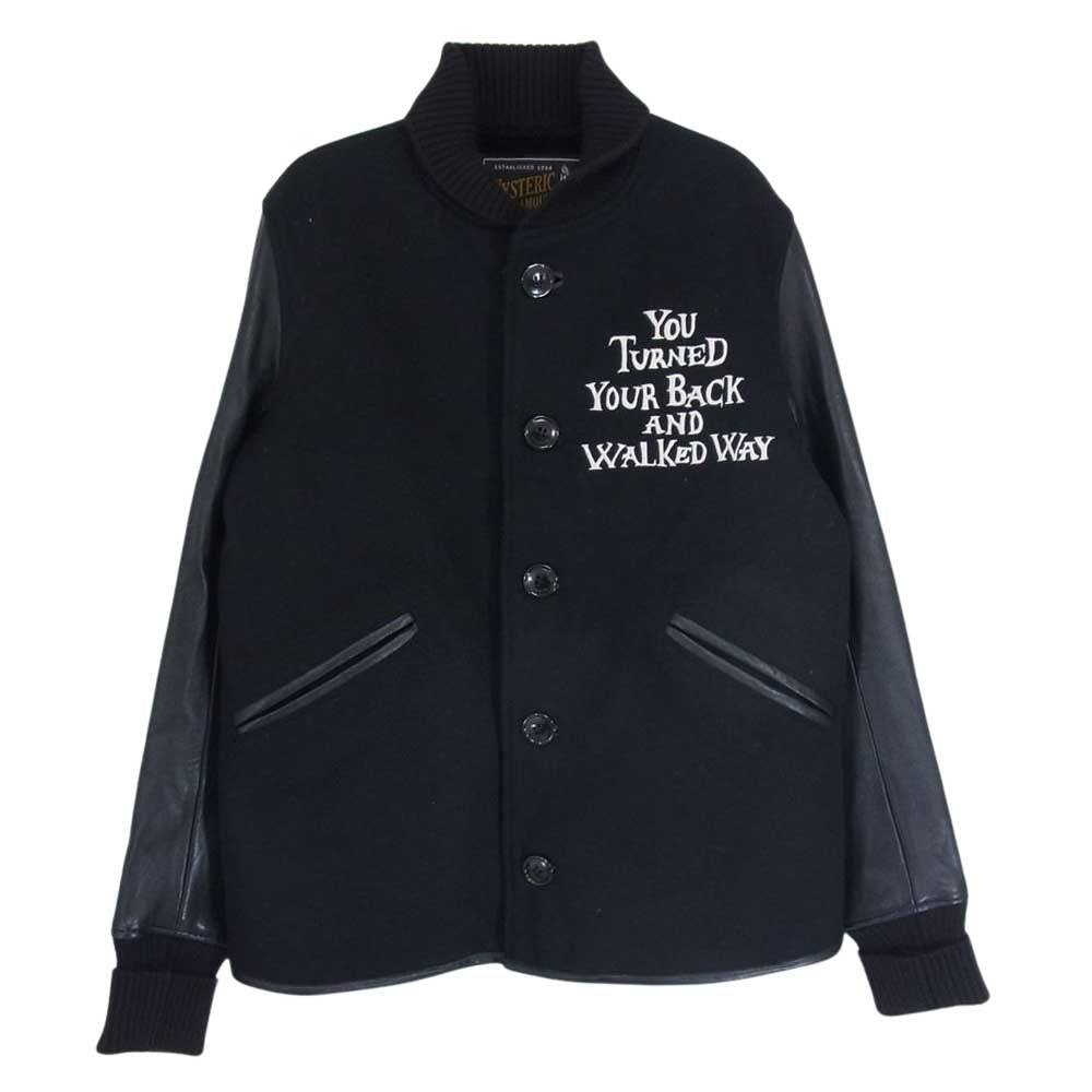 HYSTERIC GLAMOUR ヒステリックグラマー 16AW 0163AB07 WALKED WAY 袖ラムレザー 裏ボア スタジャン スタジアム ジャケット ブルゾン ブラック系 S【中古】