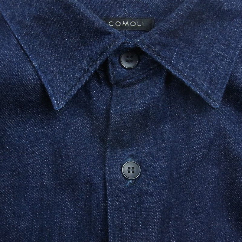 COMOLI コモリ 22AW ｗ03-02004 インディゴ デニム 長袖 シャツ コモリシャツ インディゴブルー系 2【中古】