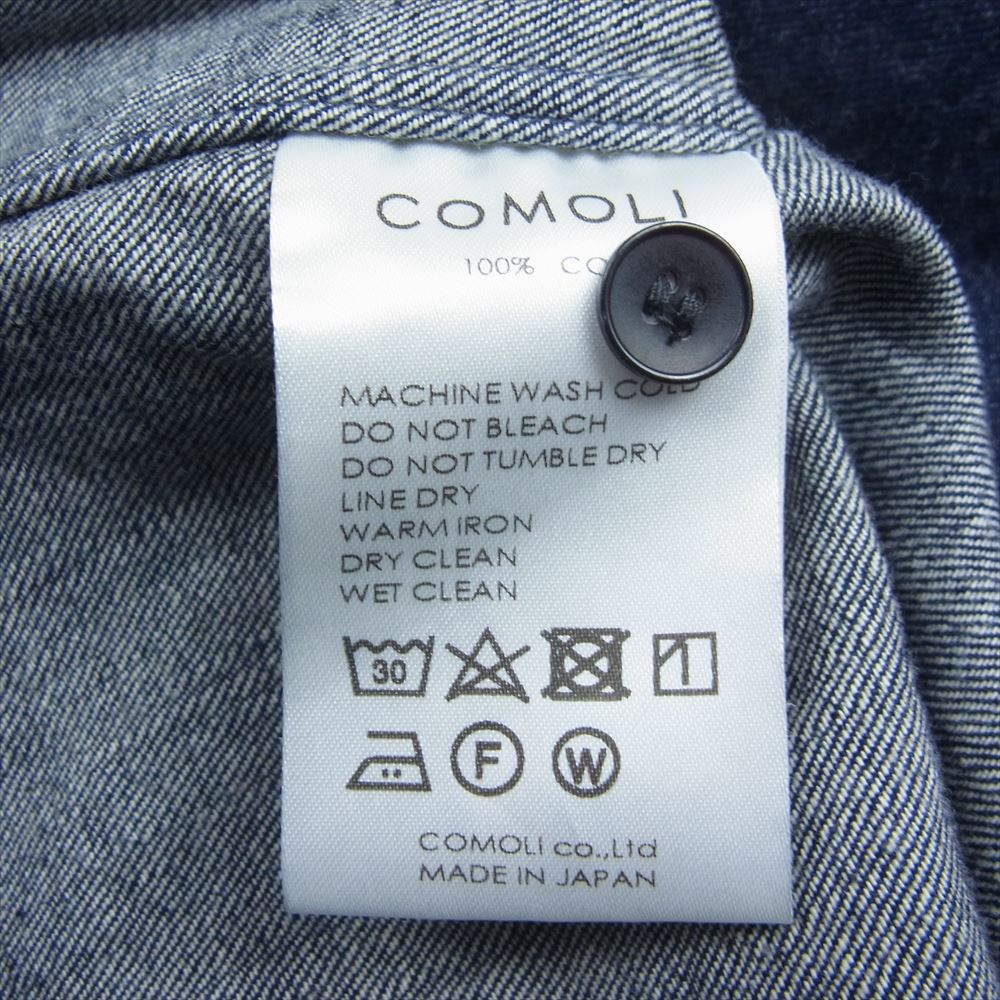 COMOLI コモリ 22AW ｗ03-02004 インディゴ デニム 長袖 シャツ コモリシャツ インディゴブルー系 2【中古】