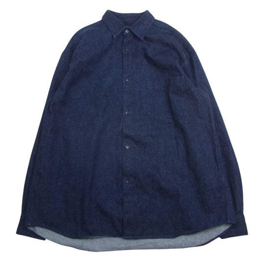 COMOLI コモリ 22AW ｗ03-02004 インディゴ デニム 長袖 シャツ コモリシャツ インディゴブルー系 2【中古】