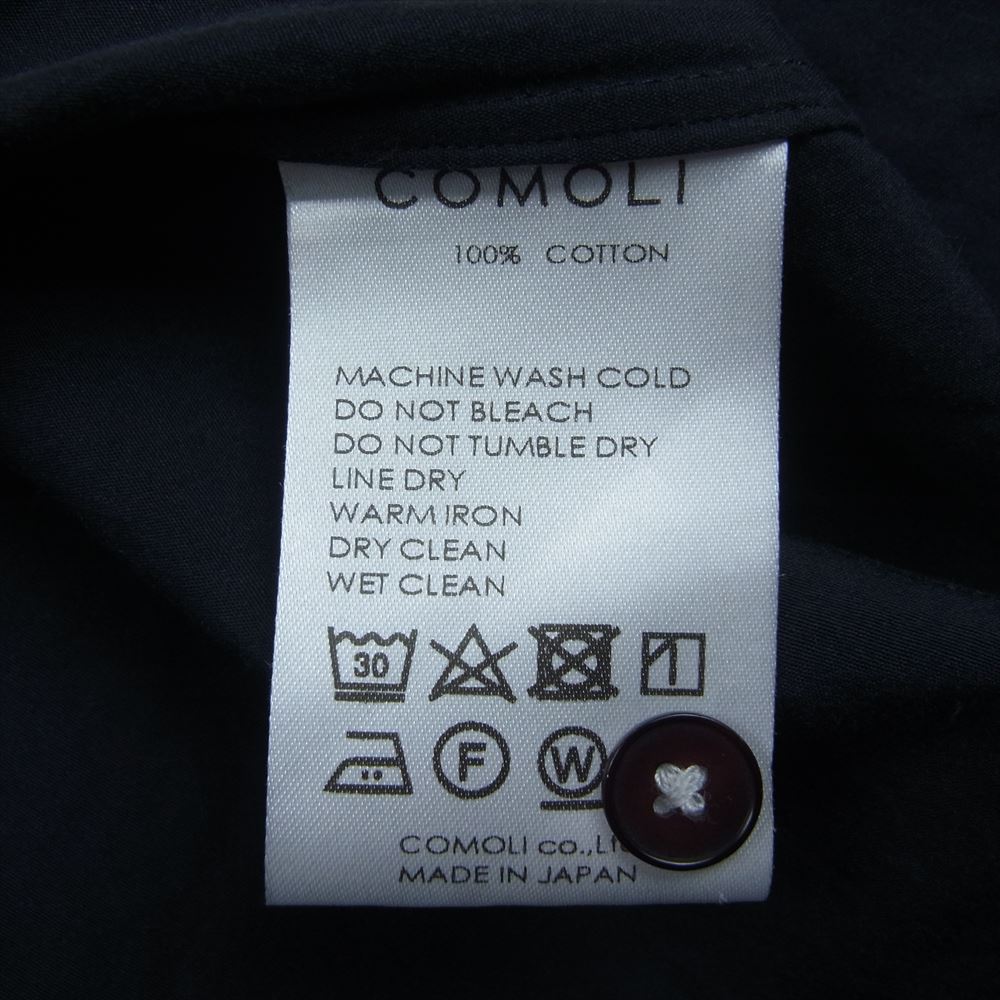 COMOLI コモリ 23SS x01-02001 胸ポケット コットン 長袖 シャツ コモリシャツ ブラック系 2【中古】