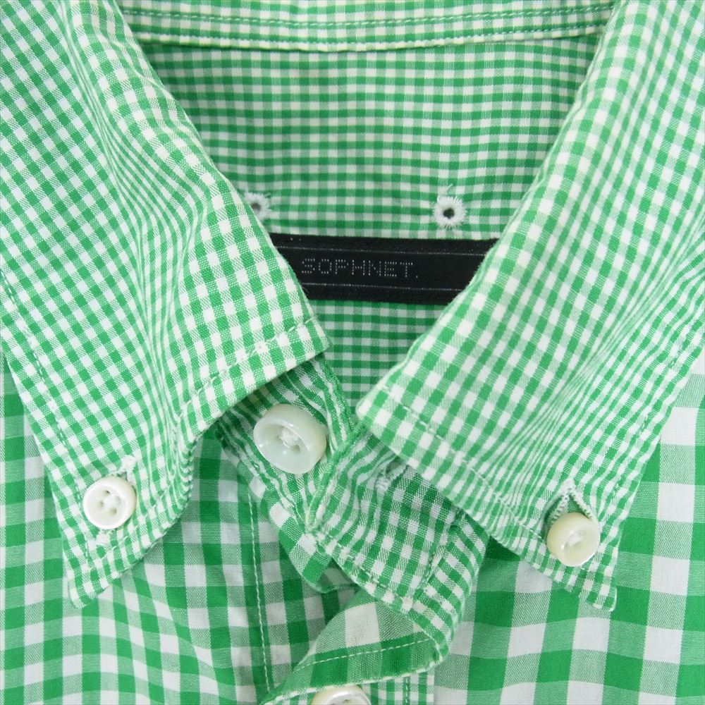 SOPHNET. ソフネット SOPH-80045 クレイジーパターン チェック ボタンダウン 長袖 シャツ グリーン系 M【中古】